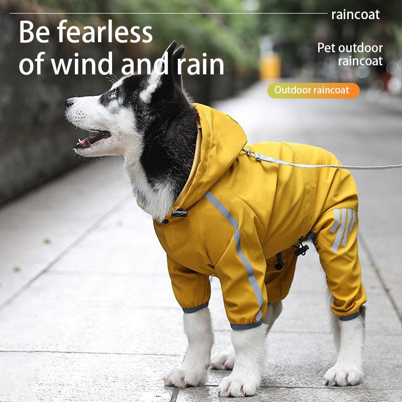 XXL Purple And Gray Trim Waterproof Four-Legged Dog Raincoat with Leash Hole for Small Breeds - view 3