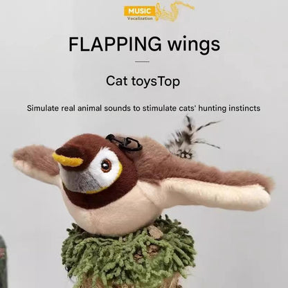 Interactive Flapping Wing Bird Toy for Cats & Dogs,Motion Activated with Sound(Black Woodpecker) - view 2
