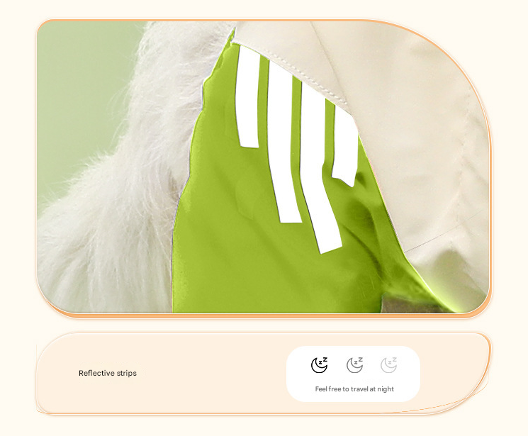 Colorblock (Beige blue) Dog Raincoat - Waterproof with Hood and Reflective Strips (Size L) - view 3