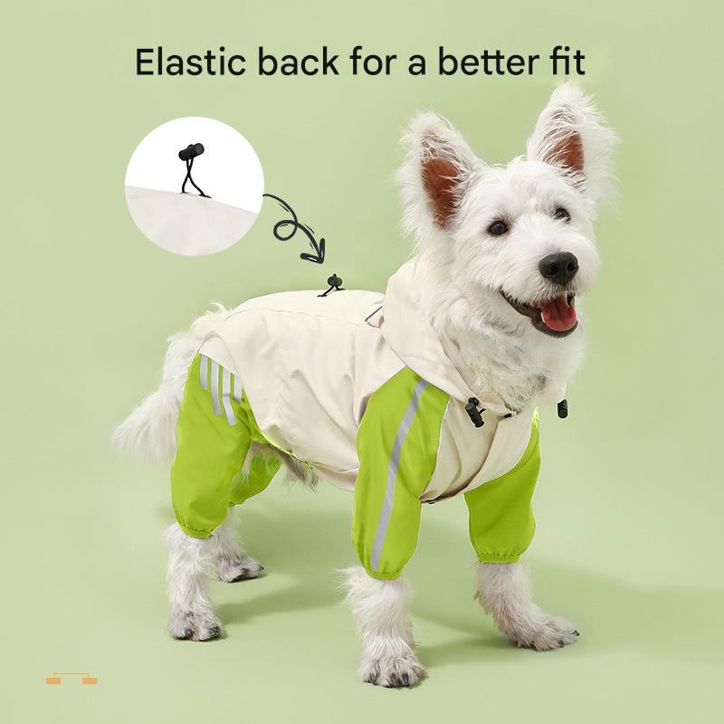 Colorblock (White Purple) Dog Raincoat - Waterproof with Hood and Reflective Strips (Size S) - view 2
