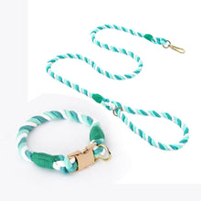 Handmade Rope Dog Collar and Leash Set - Colorful Woven Cotton (Light green - Size XL)