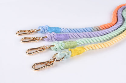 Premium Leather Pet Collar and Leash - Soft, Strong Braided Rope (Pink Purple - Size M) - view 5