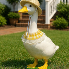 Khaki and Yellow 2 Sets Adorable Porch Goose & Small Pet Costume Set - 2 Summer Straw Hat & 2 Gingham Bib - view 2