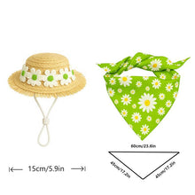 2 Sets Khaki and Green Daisy Delight Porch Goose & Small Pet Costume - 2 Summer Straw Hat & 2 Floral Bandana Set - view 2