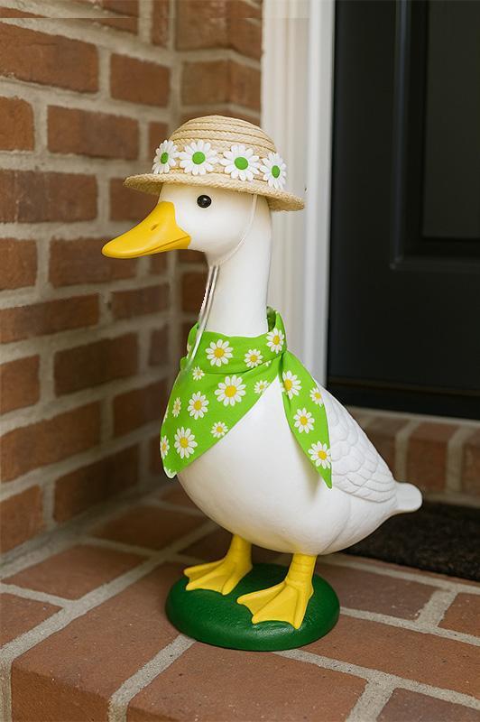2 Sets Khaki and Yellow Daisy Delight Porch Goose & Small Pet Costume - 2 Summer Straw Hat & 2 Floral Bandana Set - view 3
