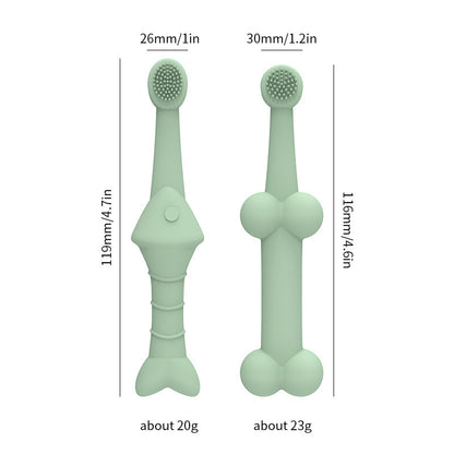 6 x Silicone Pet Toothbrush (3 Fish shape and 3 Bone shape) Green Gentle Food-Grade Silicone Pet Toothbrush - Promotes Healthy Teeth & Gums for Dogs & Cats - view 2