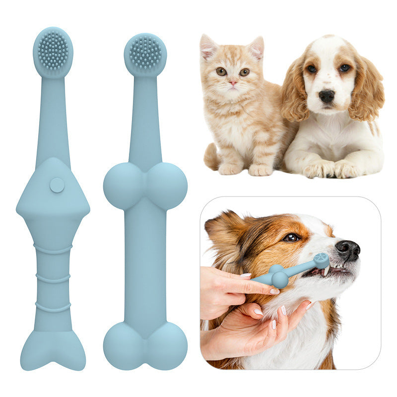 6 x Silicone Pet Toothbrush (3 Fish shape and 3 Bone shape) Green Gentle Food-Grade Silicone Pet Toothbrush - Promotes Healthy Teeth & Gums for Dogs & Cats - view 4