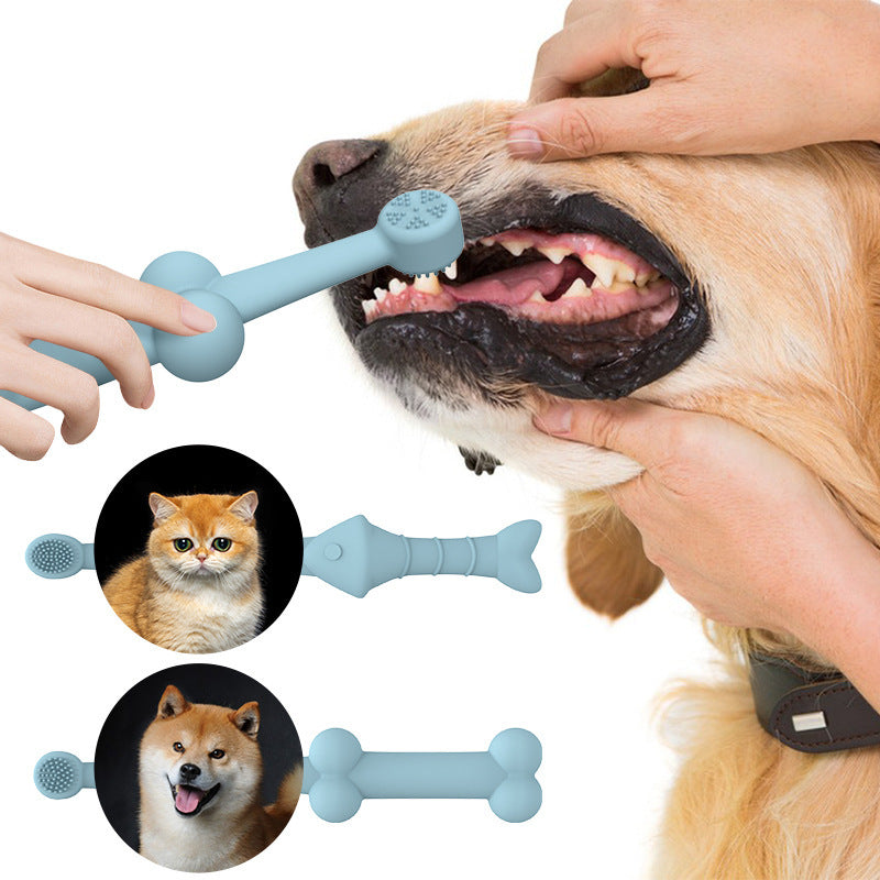6 x Silicone Pet Toothbrush (3 Fish shape and 3 Bone shape) Green Gentle Food-Grade Silicone Pet Toothbrush - Promotes Healthy Teeth & Gums for Dogs & Cats - view 5