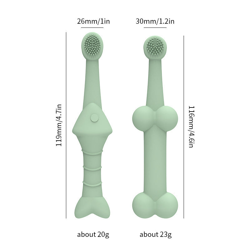 6 x Silicone Pet Toothbrush (3 Fish shape and 3 Bone shape) Blue Gentle Food-Grade Silicone Pet Toothbrush - Promotes Healthy Teeth & Gums for Dogs & Cats - view 2