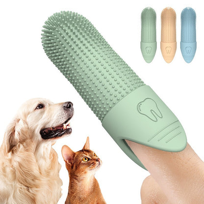4 Pcs Beige Soft Silicone Pet Finger Toothbrush - Gentle Dental Care for Dogs & Cats, Tartar & Plaque Remover - view 4