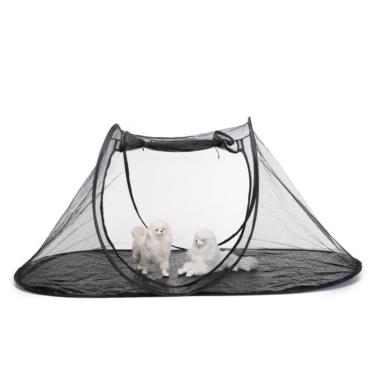 Black Portable Pop-Up Pet Tent - Lightweight Foldable Outdoor Enclosure for Dogs & Cats, Breathable Mesh Travel Kennel - view 3
