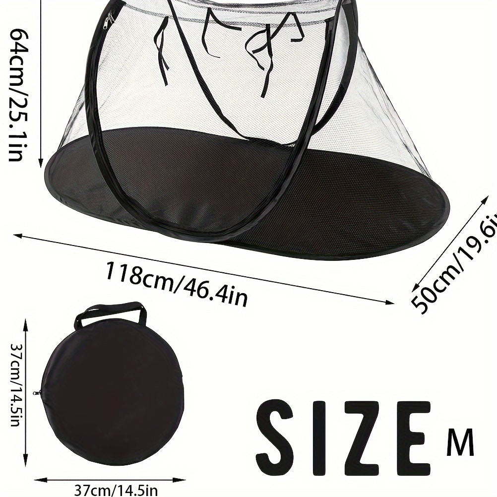 Black Portable Pop-Up Pet Tent - Lightweight Foldable Outdoor Enclosure for Dogs & Cats, Breathable Mesh Travel Kennel - view 4