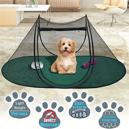 Black Portable Pop-Up Pet Tent - Lightweight Foldable Outdoor Enclosure for Dogs & Cats, Breathable Mesh Travel Kennel - view 7