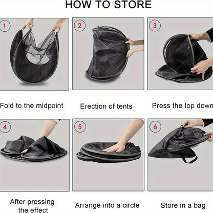 Black Portable Pop-Up Pet Tent - Lightweight Foldable Outdoor Enclosure for Dogs & Cats, Breathable Mesh Travel Kennel - view 8