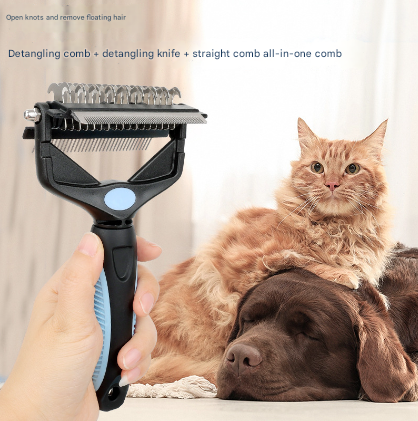 Green and Black Professional 3-in-1 Pet Grooming Tool - Dematting Rake, Deshedding Comb & Finishing Brush for Dogs & Cats - view 3