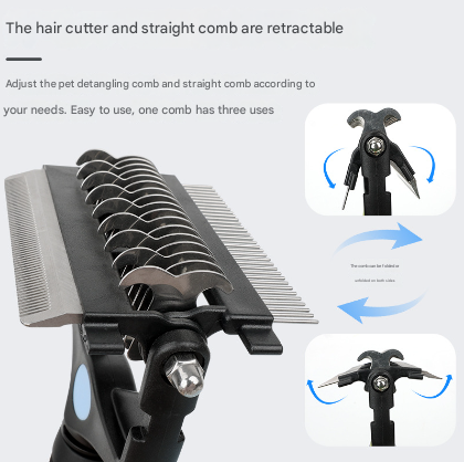 Pink and Black Professional 3-in-1 Pet Grooming Tool - Dematting Rake, Deshedding Comb & Finishing Brush for Dogs & Cats - view 4