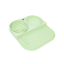 2 Pcs Green 3-in-1 Silicone Pet Slow Feeder & Lick Mat with Water Bowl - Non-Slip Design for Dogs & Cats