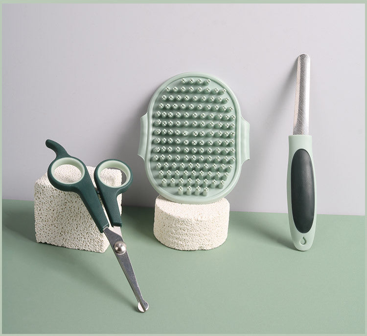 Grey and Green Complete 8-Piece Pet Grooming Kit - Essential Dog & Cat Care Tools with Brushes, Nail Clippers, Scissors & Portable Case - view 5