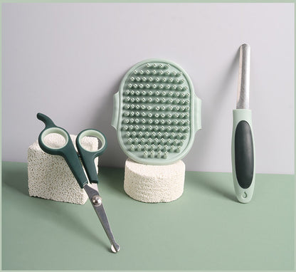 Grey and Green Complete 8-Piece Pet Grooming Kit - Essential Dog & Cat Care Tools with Brushes, Nail Clippers, Scissors & Portable Case - view 5