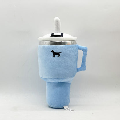 Blue Plush Travel Mug Squeaky Dog Toy - Soft Polyester Chew Toy for Boredom Relief & Interactive Fun - 31cm - view 3