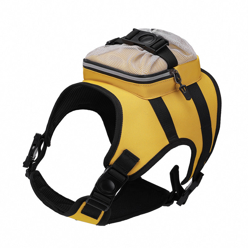 Size L Black and Yellow Ultimate Dog Harness Vest with Backpack - Padded, Reflective & Adjustable for Medium to Large Breeds - view 2