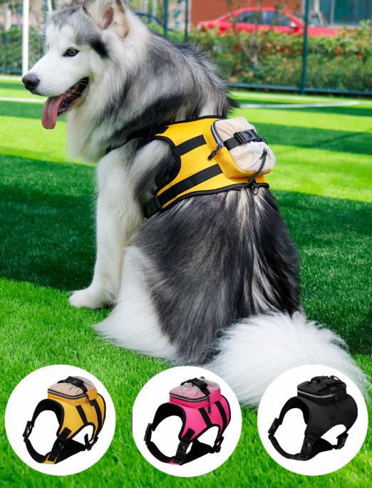 Size L Black and Yellow Ultimate Dog Harness Vest with Backpack - Padded, Reflective & Adjustable for Medium to Large Breeds - view 3