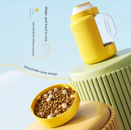 White Large Capacity 2-in-1 Pet Travel Water & Food Bottle Dispenser - Portable Outdoor Dog Feeder with Shoulder Strap - view 3