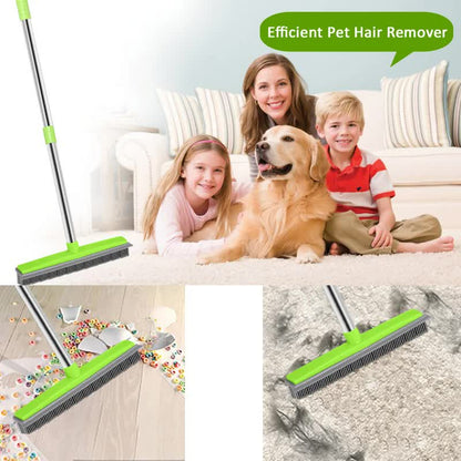 Black and Silver Versatile Pet Hair Remover Rubber Broom & Squeegee - 125cm Adjustable Stainless Steel Handle for Carpets, Floors & Windows - view 8