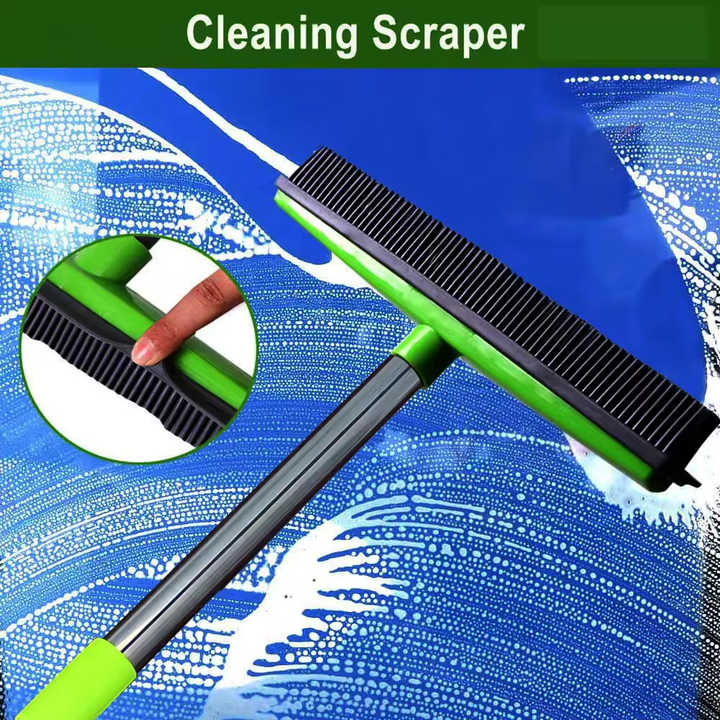 Light Grey and Silver Versatile Pet Hair Remover Rubber Broom & Squeegee - 125cm Adjustable Stainless Steel Handle for Carpets, Floors & Windows - view 4