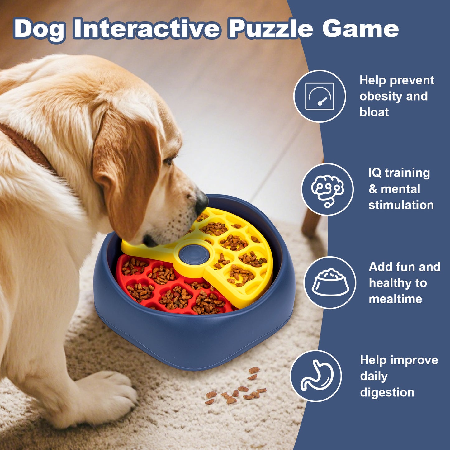 Red,Yellow and Blue Interactive Dog Puzzle Feeder Bowl - Slow Eating & Mental Stimulation Toy for Small Medium Breeds - view 3