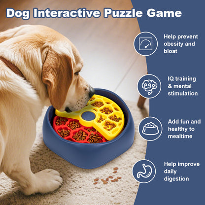 Red,Yellow and Blue Interactive Dog Puzzle Feeder Bowl - Slow Eating & Mental Stimulation Toy for Small Medium Breeds - view 3