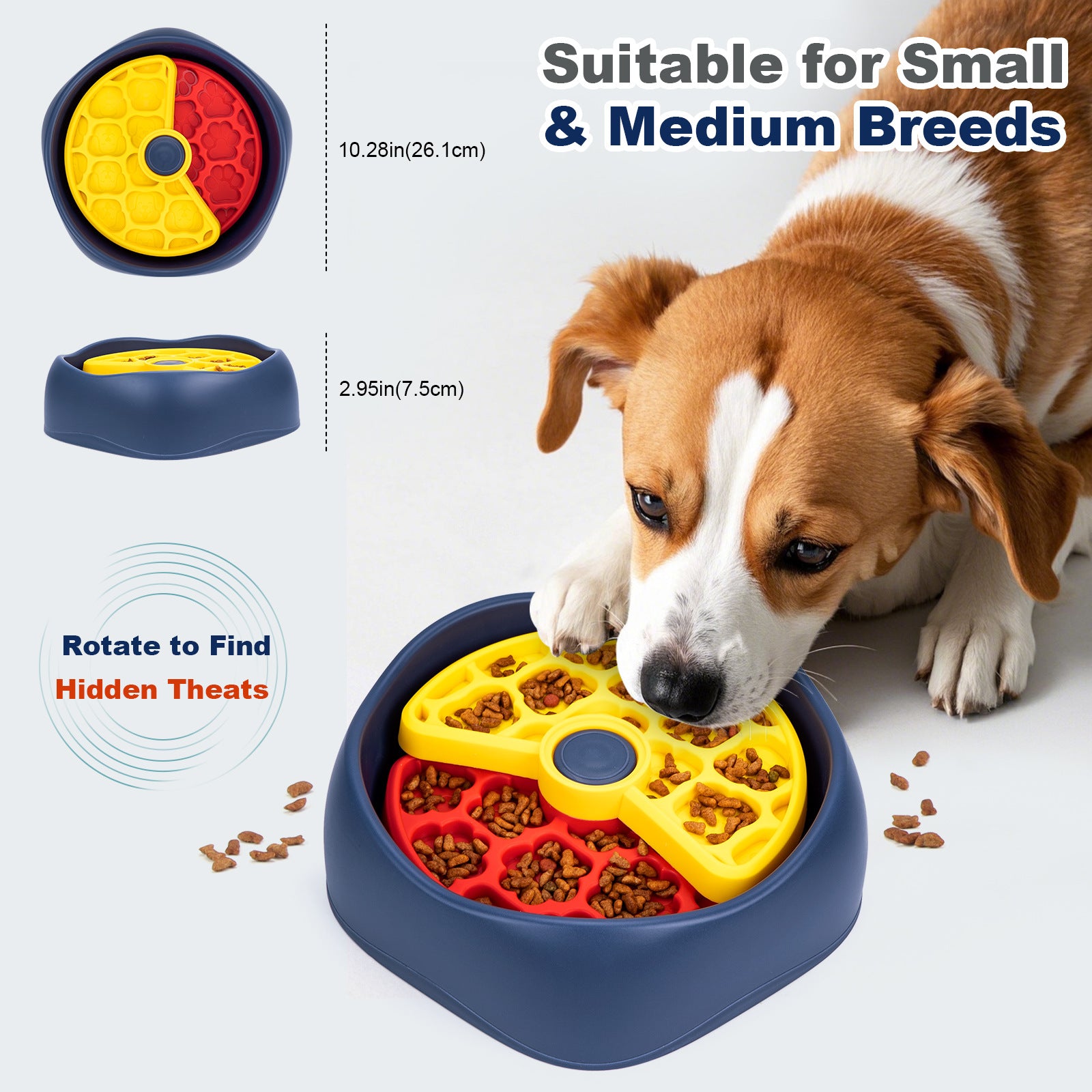Red,Yellow and Blue Interactive Dog Puzzle Feeder Bowl - Slow Eating & Mental Stimulation Toy for Small Medium Breeds - view 5