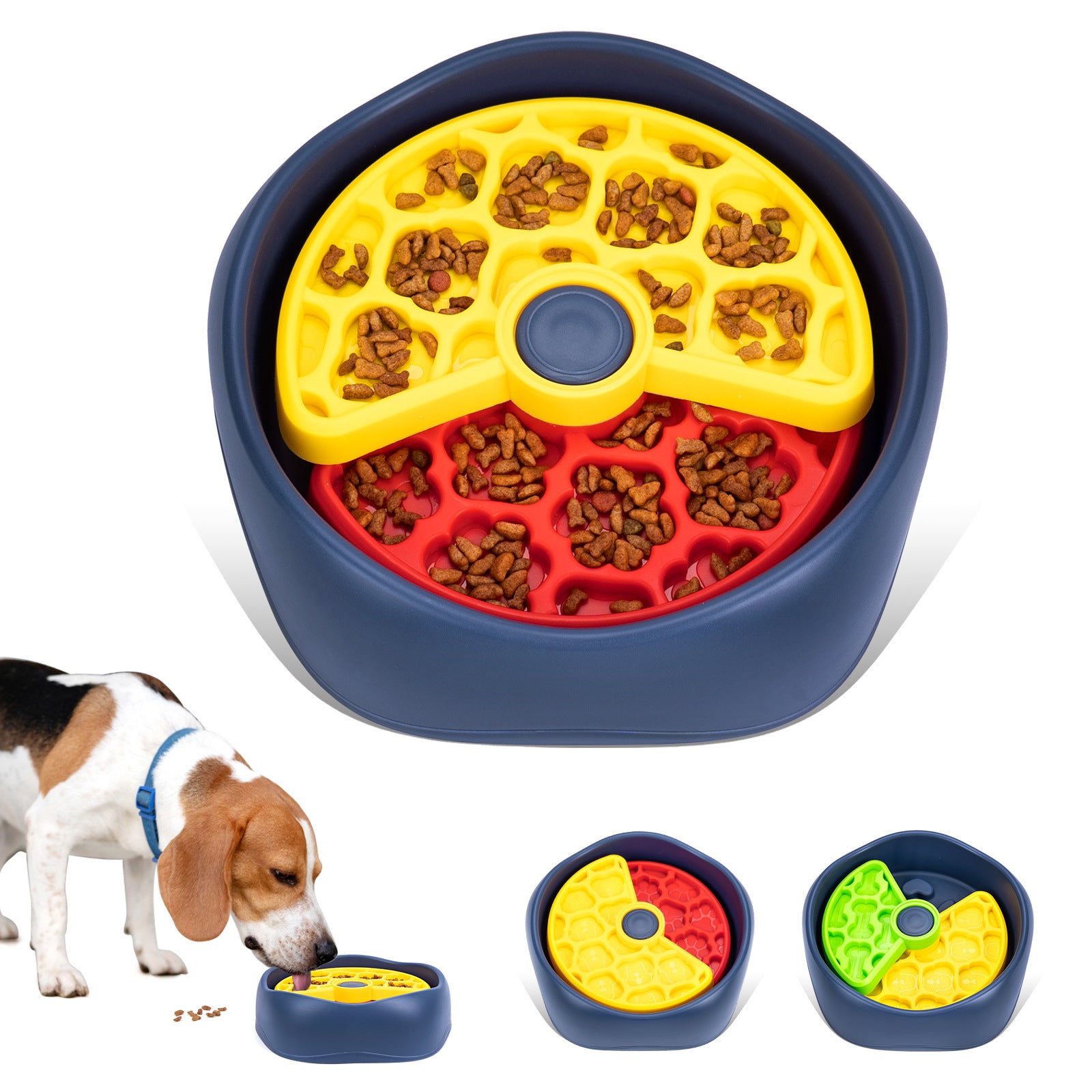 Red,Green and Blue Interactive Dog Puzzle Feeder Bowl - Slow Eating & Mental Stimulation Toy for Small Medium Breeds - view 2
