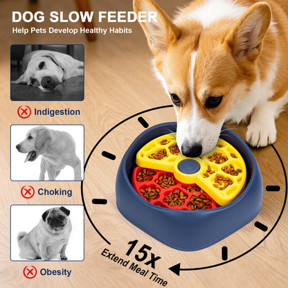 Red,Green and Blue Interactive Dog Puzzle Feeder Bowl - Slow Eating & Mental Stimulation Toy for Small Medium Breeds - view 7