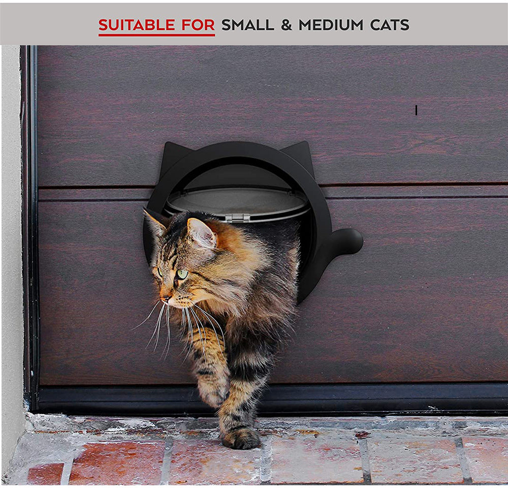 Black 4-Way Locking Cat Flap Door - Pet Entry Portal for Interior Doors, Walls & Cabinets - view 2