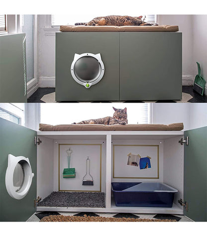 Black 4-Way Locking Cat Flap Door - Pet Entry Portal for Interior Doors, Walls & Cabinets - view 4