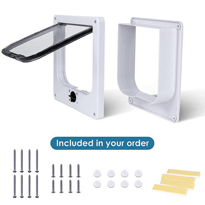 Size XL White 4-Way Locking Pet Flap Door for Cats and Small Dogs - Weatherproof Magnetic Cat Door - view 4