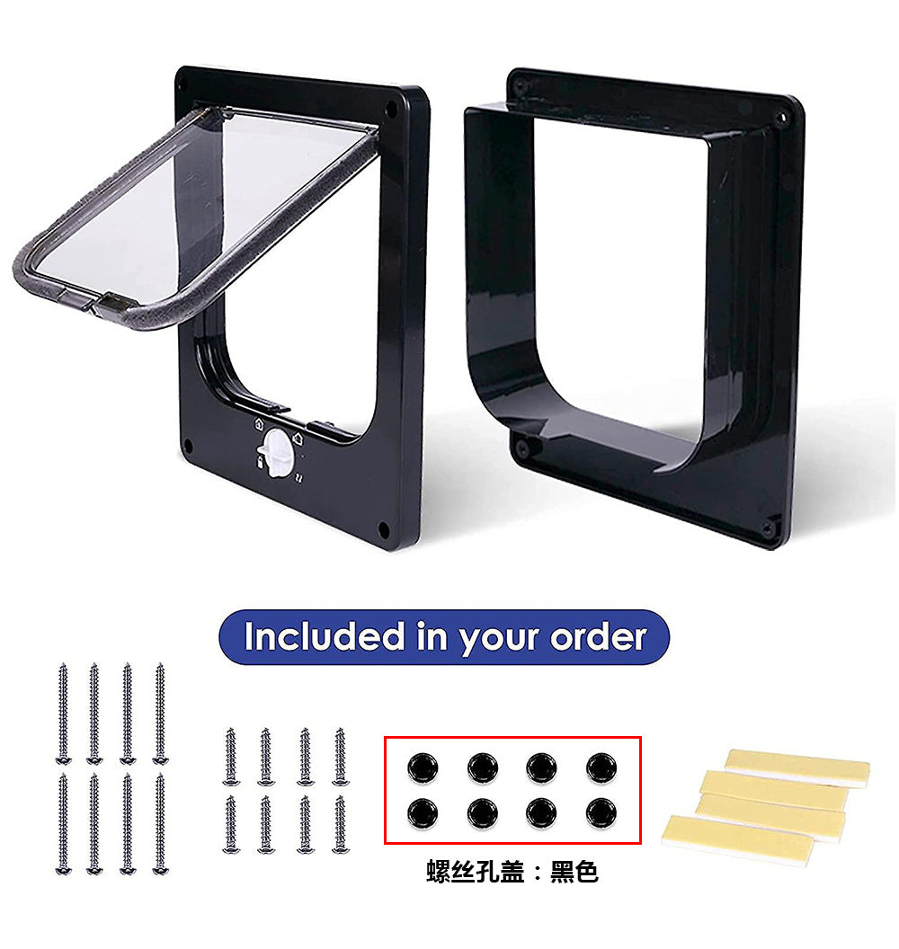 Size XL Black 4-Way Locking Pet Flap Door for Cats and Small Dogs - Weatherproof Magnetic Cat Door - view 4