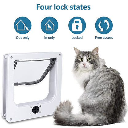 Size M Black 4-Way Locking Pet Flap Door for Cats and Small Dogs - Weatherproof Magnetic Cat Door - view 3