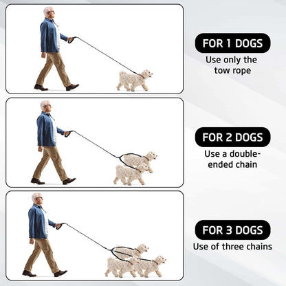 Black 3-in-1 Tangle-Free Dog Leash for 1-3 Dogs - Heavy Duty Bungee Coupler with Reflective Stitching & Padded Handle - view 3