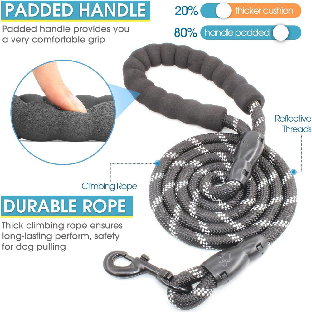 Black 3-in-1 Tangle-Free Dog Leash for 1-3 Dogs - Heavy Duty Bungee Coupler with Reflective Stitching & Padded Handle - view 7