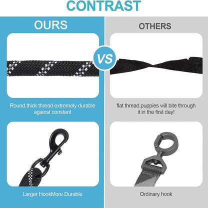 Black 3-in-1 Tangle-Free Dog Leash for 1-3 Dogs - Heavy Duty Bungee Coupler with Reflective Stitching & Padded Handle - view 8