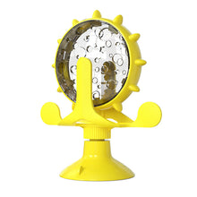 Yellow Interactive Pet Treat Dispenser - Spinning Wheel Food Puzzle Toy for Cats & Dogs with Suction Cup Base