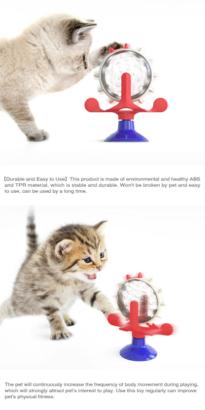 Yellow Interactive Pet Treat Dispenser - Spinning Wheel Food Puzzle Toy for Cats & Dogs with Suction Cup Base - view 7