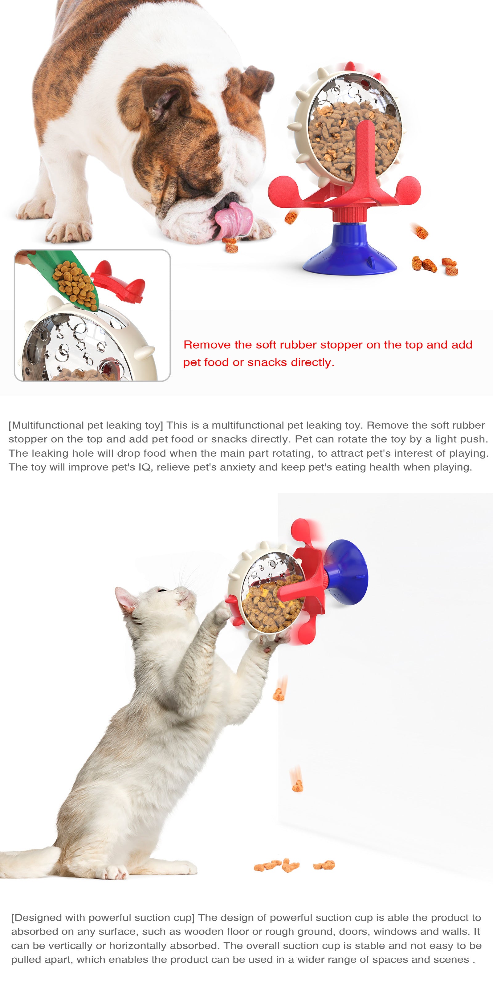 Green Interactive Pet Treat Dispenser - Spinning Wheel Food Puzzle Toy for Cats & Dogs with Suction Cup Base - view 6