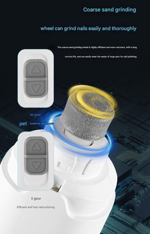 White Quiet Electric Pet Nail Grinder with LED Light - 2-Speed USB-C Rechargeable Trimmer for Dogs & Cats Grooming - view 4