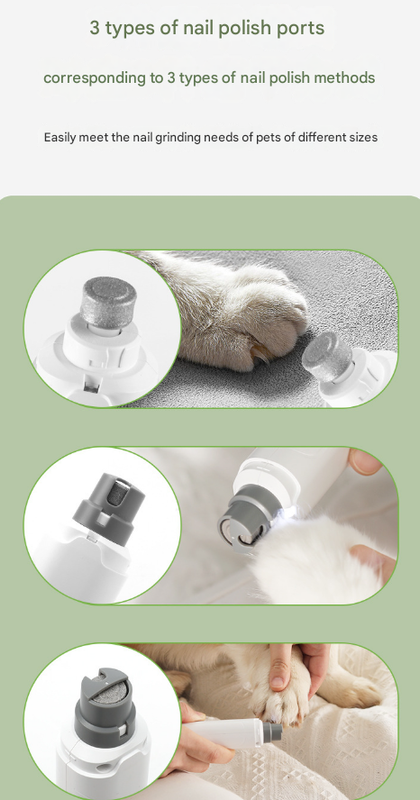 White Quiet Electric Pet Nail Grinder with LED Light - 2-Speed USB-C Rechargeable Trimmer for Dogs & Cats Grooming - view 5