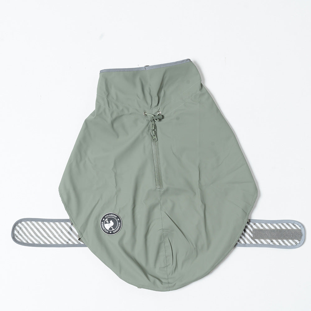 75# Green Waterproof Reflective Dog Raincoat for Small to Large Dogs