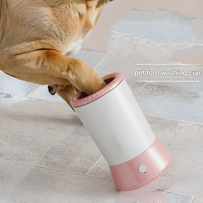 Blue-white Portable Dog Paw Cleaner - Gentle Silicone Pet Foot Washer Cup for Muddy Paws - view 2