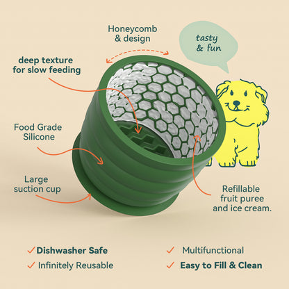 Yellow Large Anti-Choke Slow Feeder Dog Bowl - Non-Slip, Spill-Resistant Pet Feeding Dish - view 3